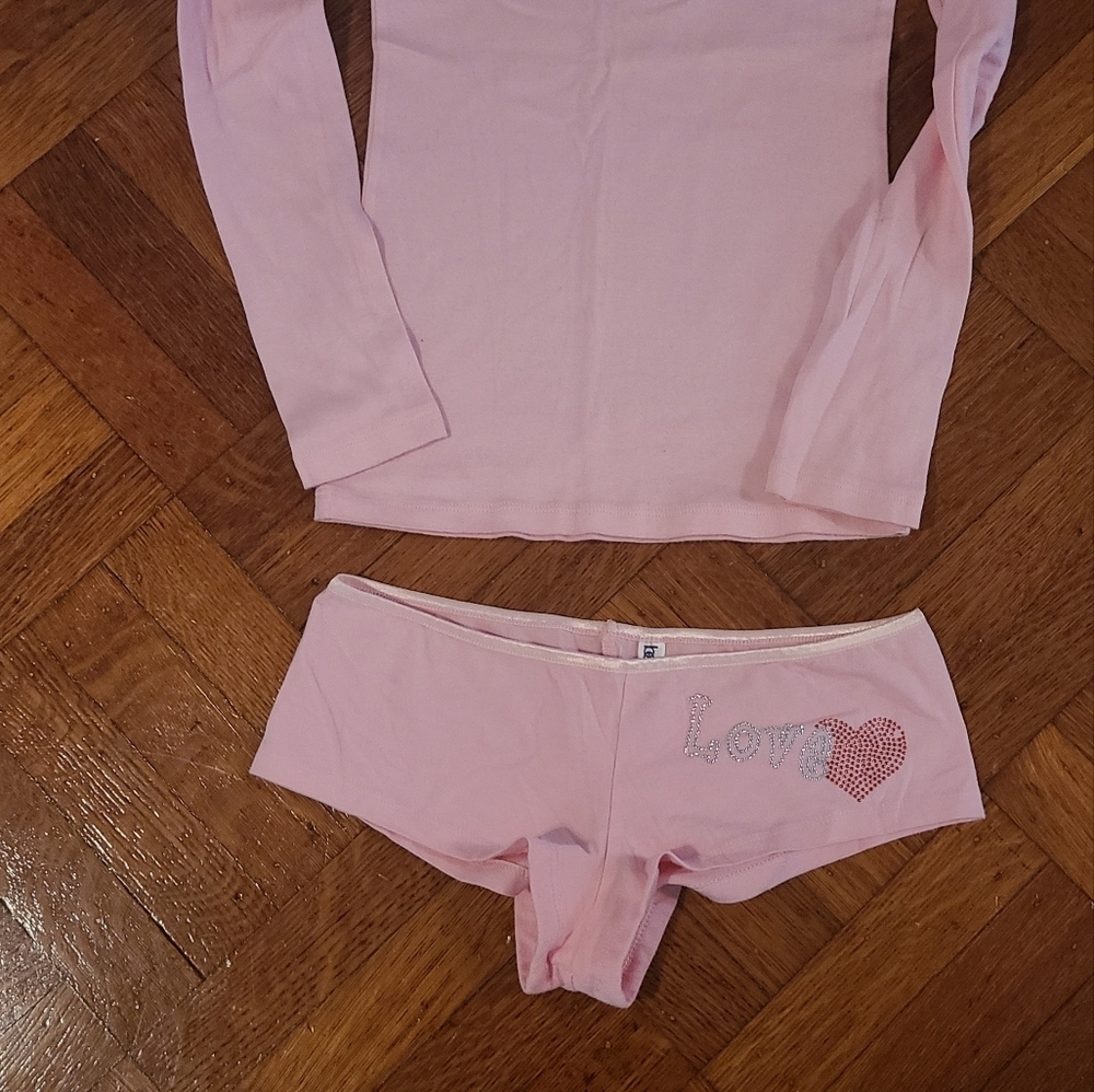 Shad3s of love express your passion long sleeve pink tee shirt sz small w booty - Picture 3 of 5
